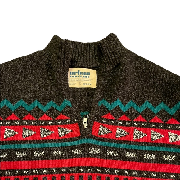 Urban Pipeline Quarter Zip Aztec Sweater | Men's M - Picture 3 of 6
